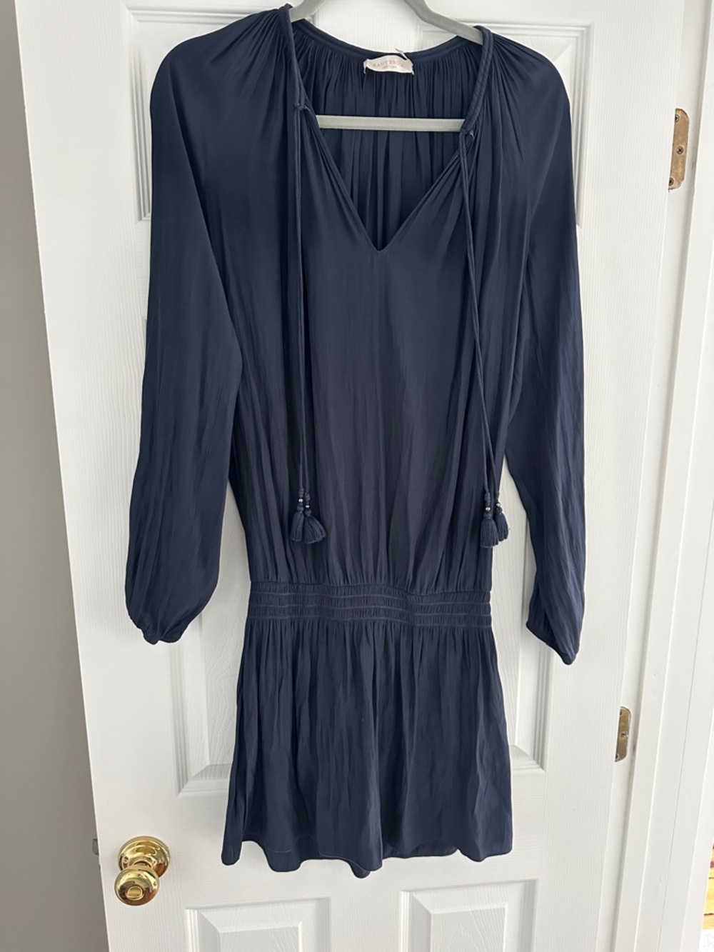 Ramy Brook Navy Blue Long-Sleeve Mini Dress